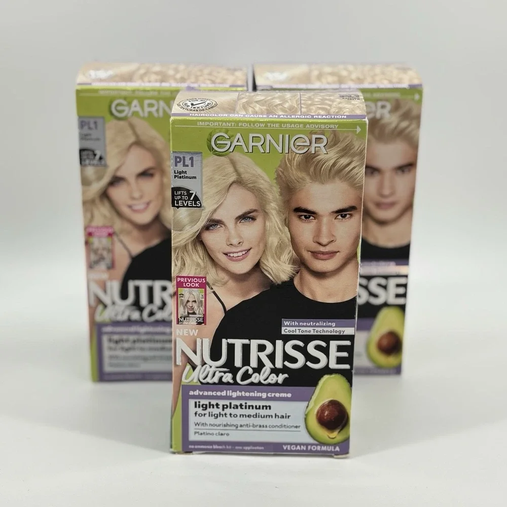 Lot Of 3 Garnier Nutrisse PL1‎ Lightest Platinum Hair Color Ultra Color